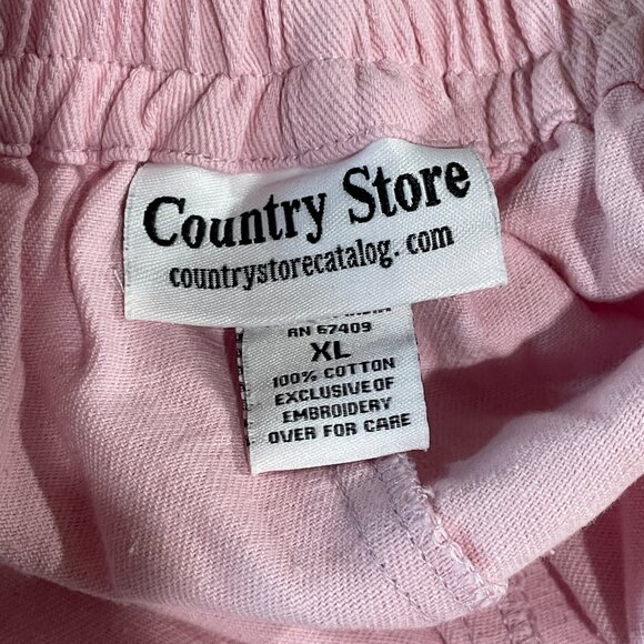 Vtg COUNTRY STORE Overalls Women's XL Pink Flower Embroidered Wide Leg Crop - Picture 3 of 5